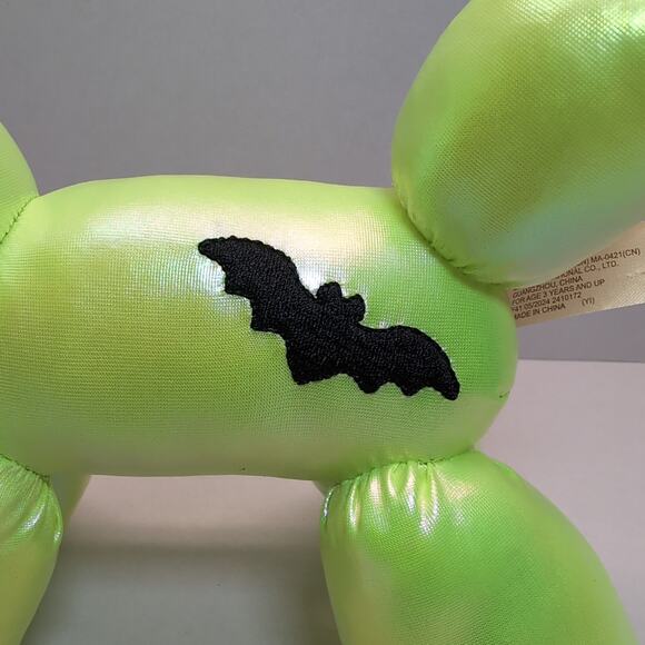 Neon Green Iridescent Balloon Dog Plush Halloween Bat Stuffed Animal MTY Int. - Picture 5 of 9
